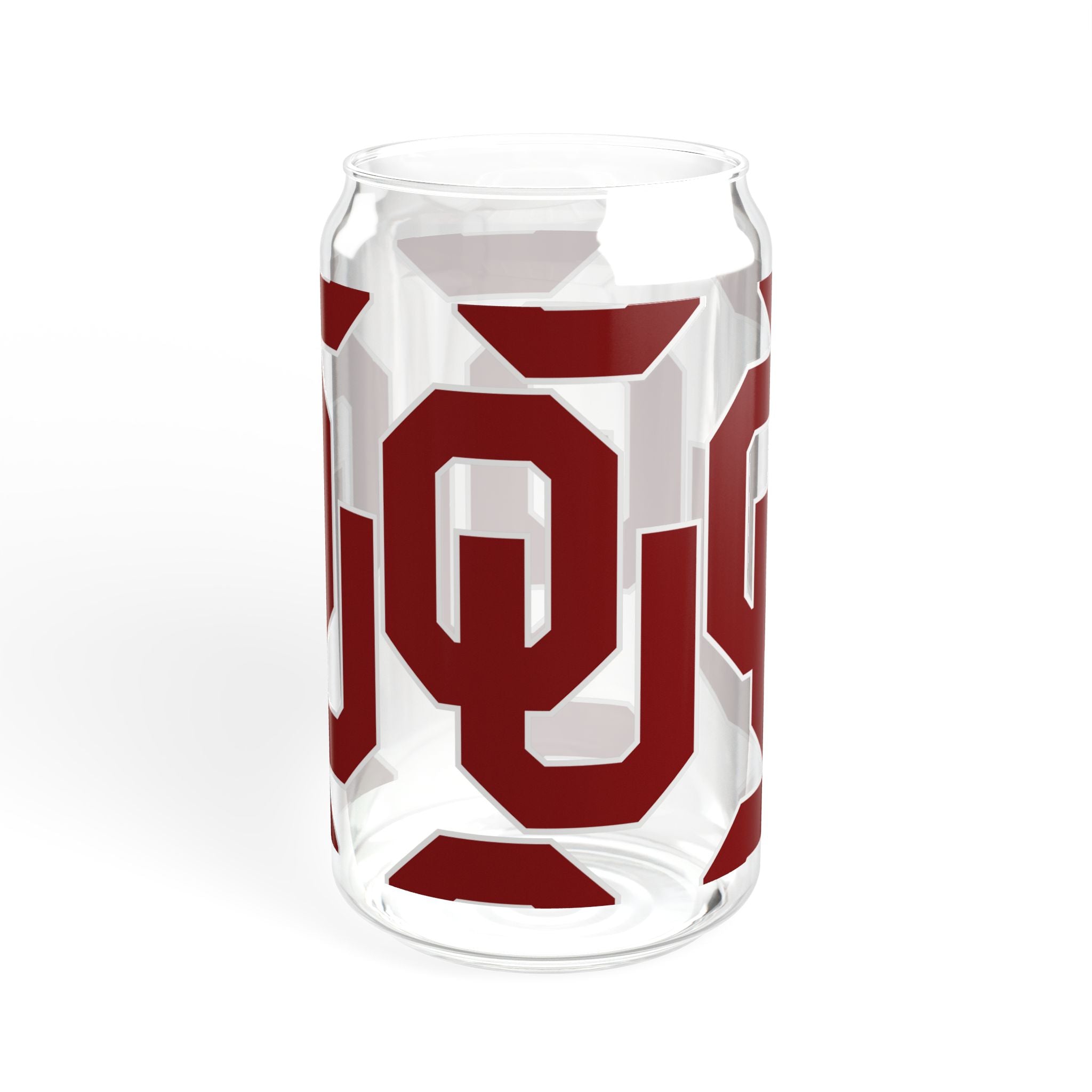 OU Logo 16oz Glass Sipper with Bamboo Lid — Oklahoma Sooners Drink Tumbler