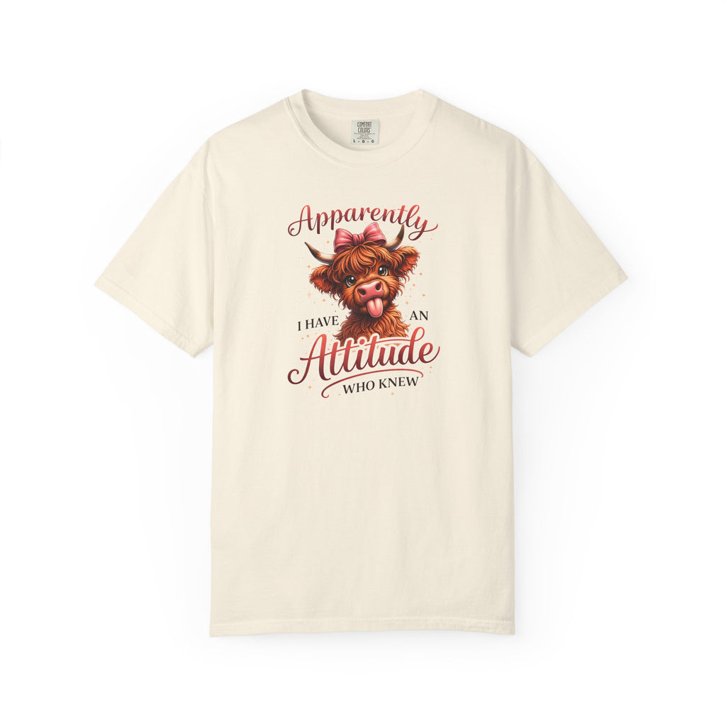 Attitude Highland Cow T-Shirt — "Apparently I Have an Attitude" Cute Cow Graphic Tee