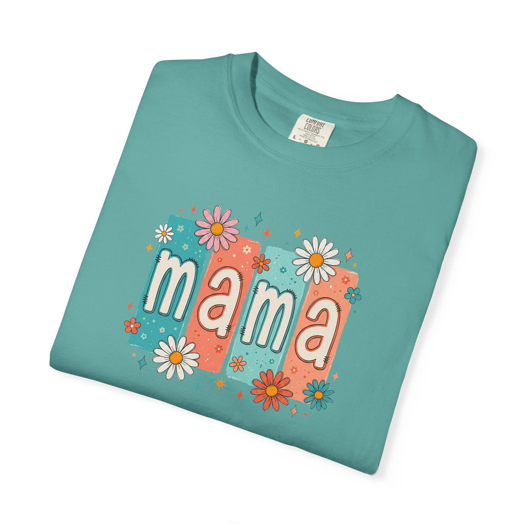 Mama Floral Tee — Retro Block Letter Mother's Day T-Shirt