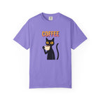 Coffee Cat T-Shirt — Cute Black Cat Holding Coffee Graphic Tee