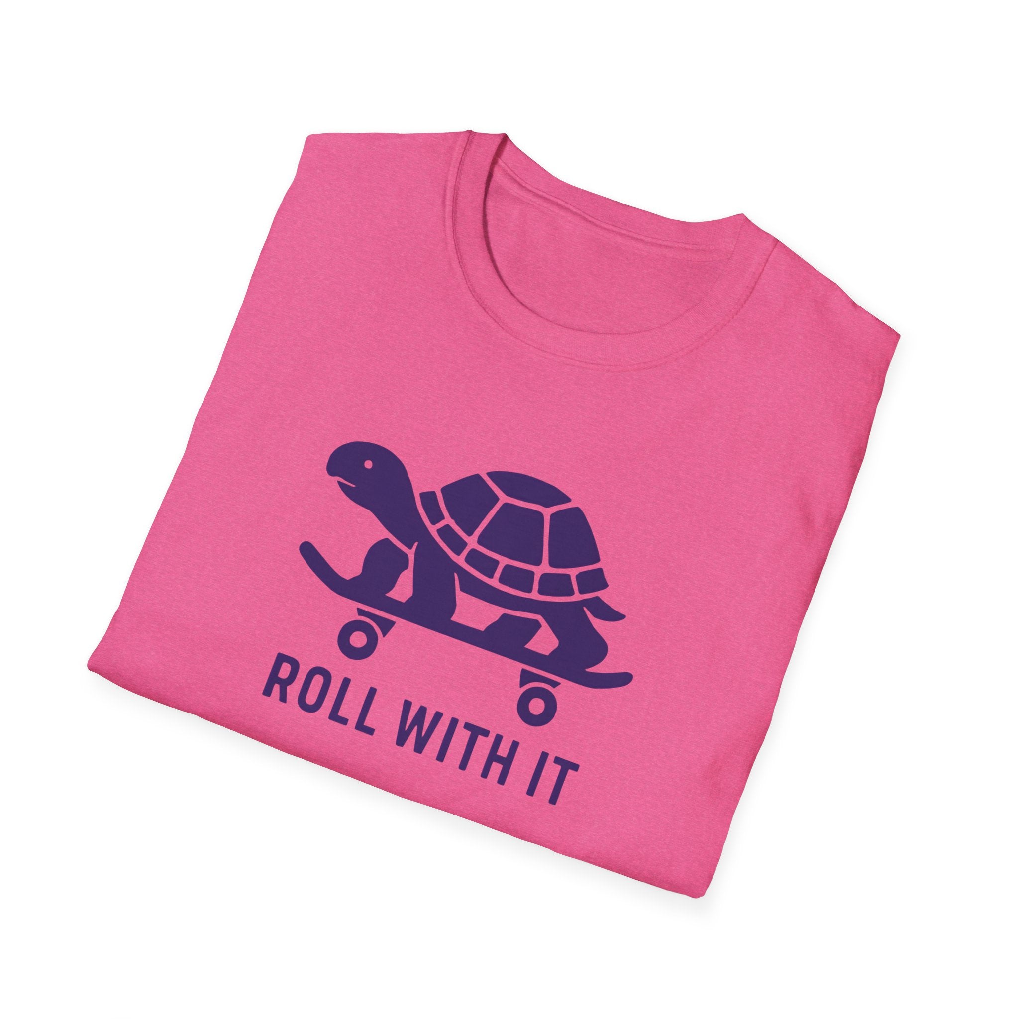 T-Shirt — "Roll With It" Turtle Skateboard Graphic Tee