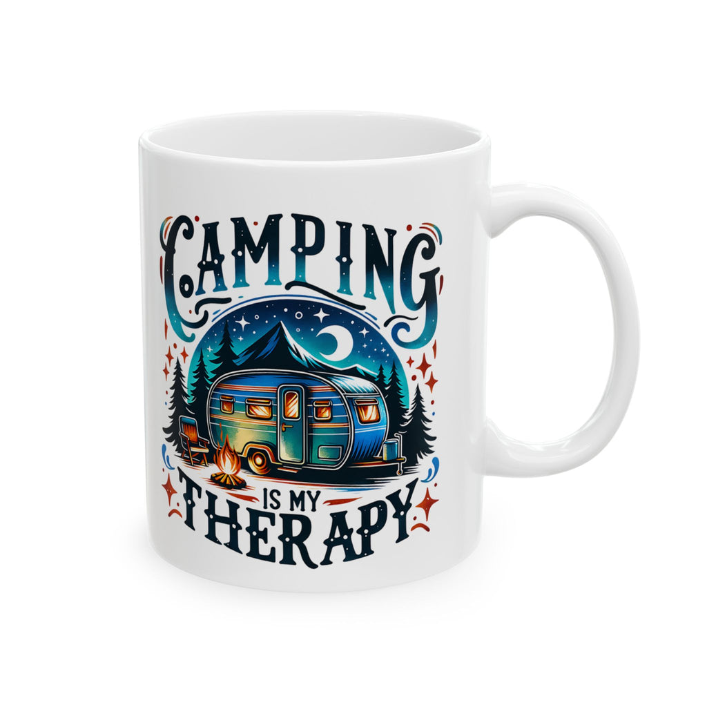 Camping Mug – 'Camp More, Worry Less' Ceramic Coffee Mug (11oz & 15oz)