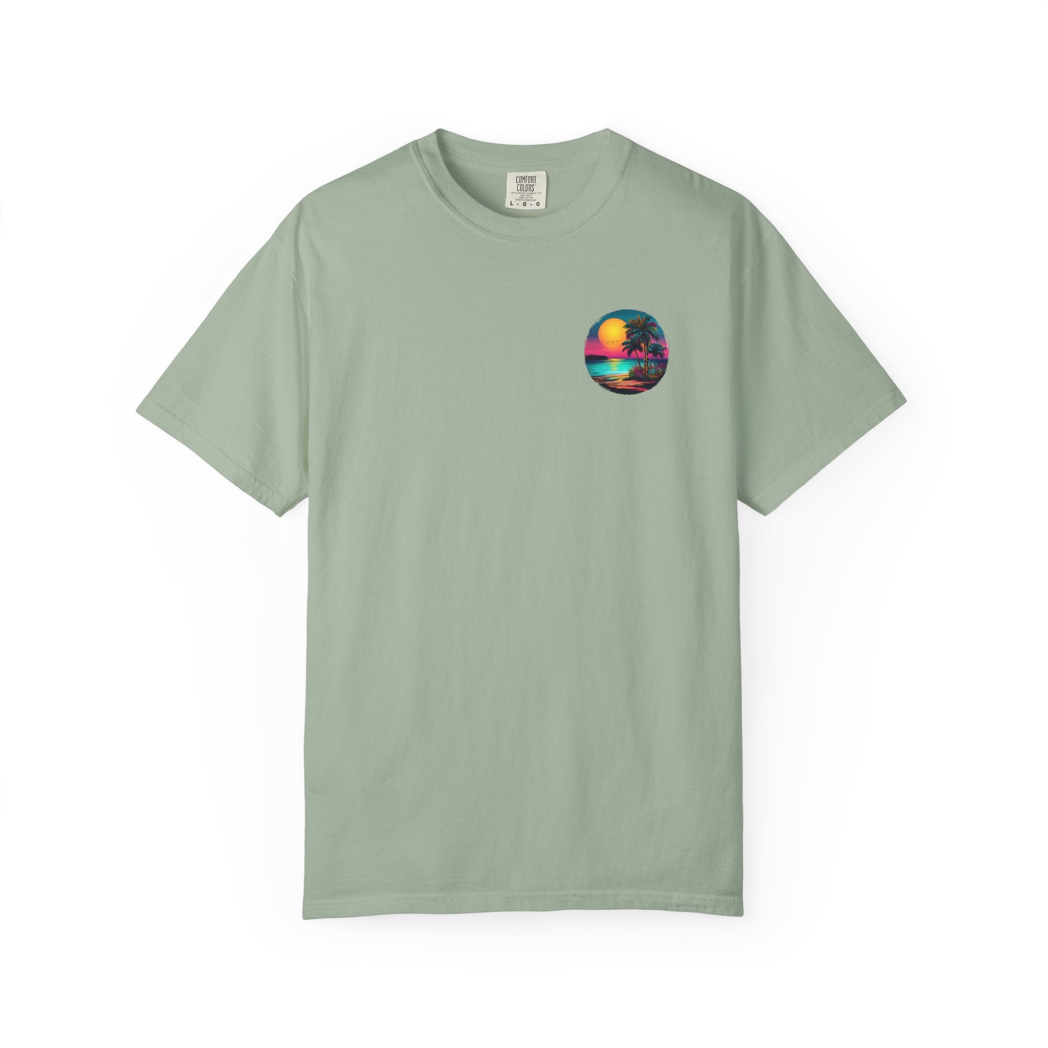 Sunset Sand T-Shirt — Palm Tree Beach Graphic Tee
