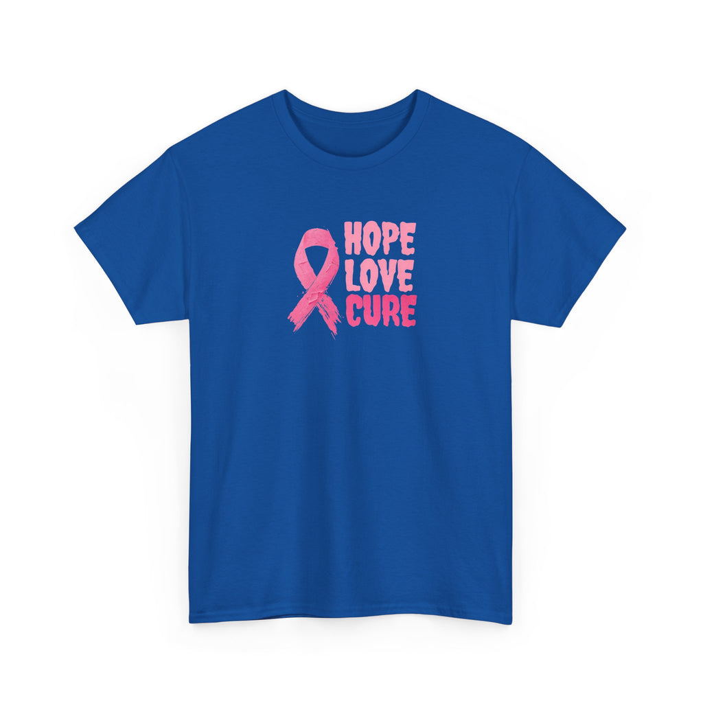 Breast Cancer Awareness Tee — Pink Ribbon "Hope Love Cure"