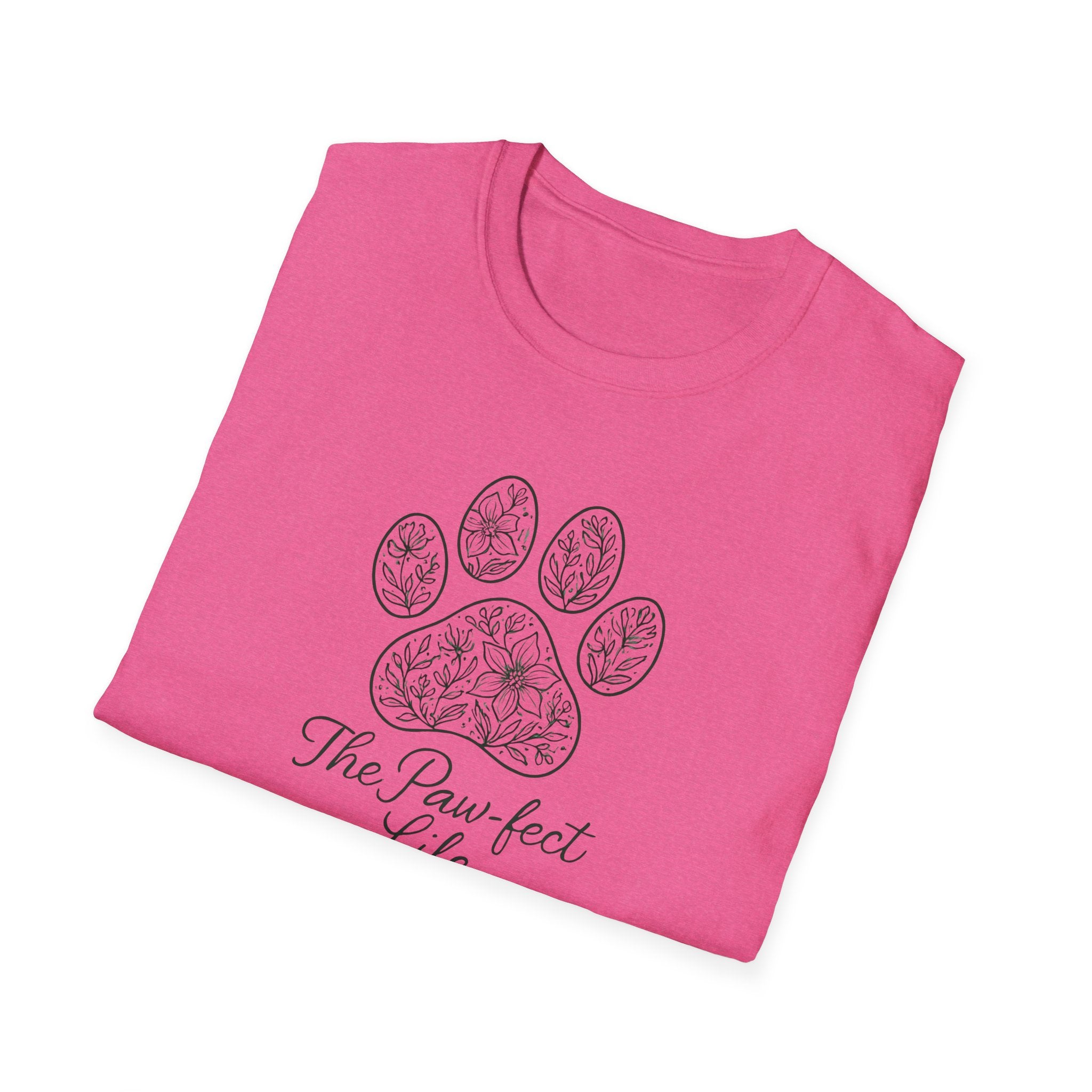 Paw-fect Life T-Shirt — Floral Paw Print Tee for Dog & Cat Lovers