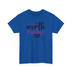 Breast Cancer Support T-Shirt — "Worth Fighting For" Pink Ribbon Tee