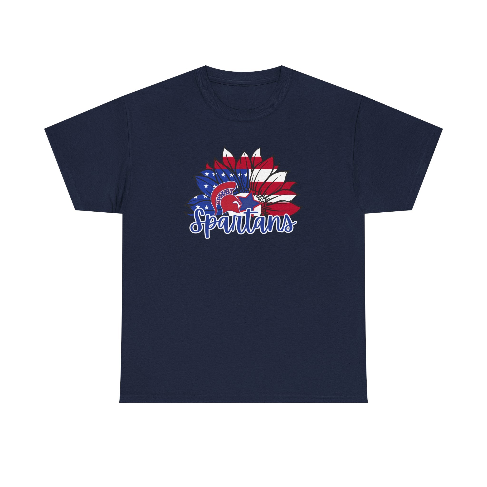 Bixby Spartans Patriotic American Flower T-Shirt