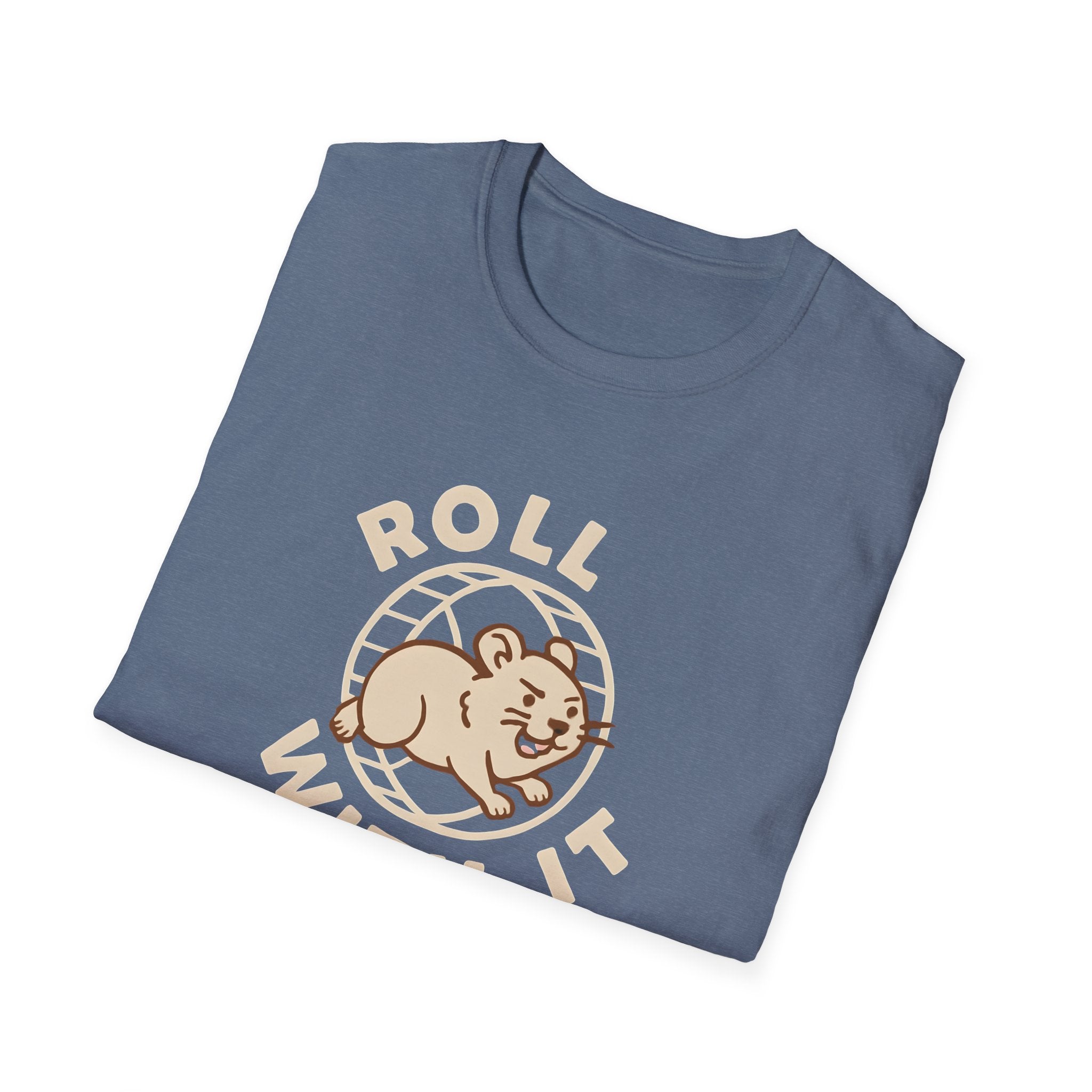 T-Shirt — "Roll With It" Cute Hamster Graphic Tee