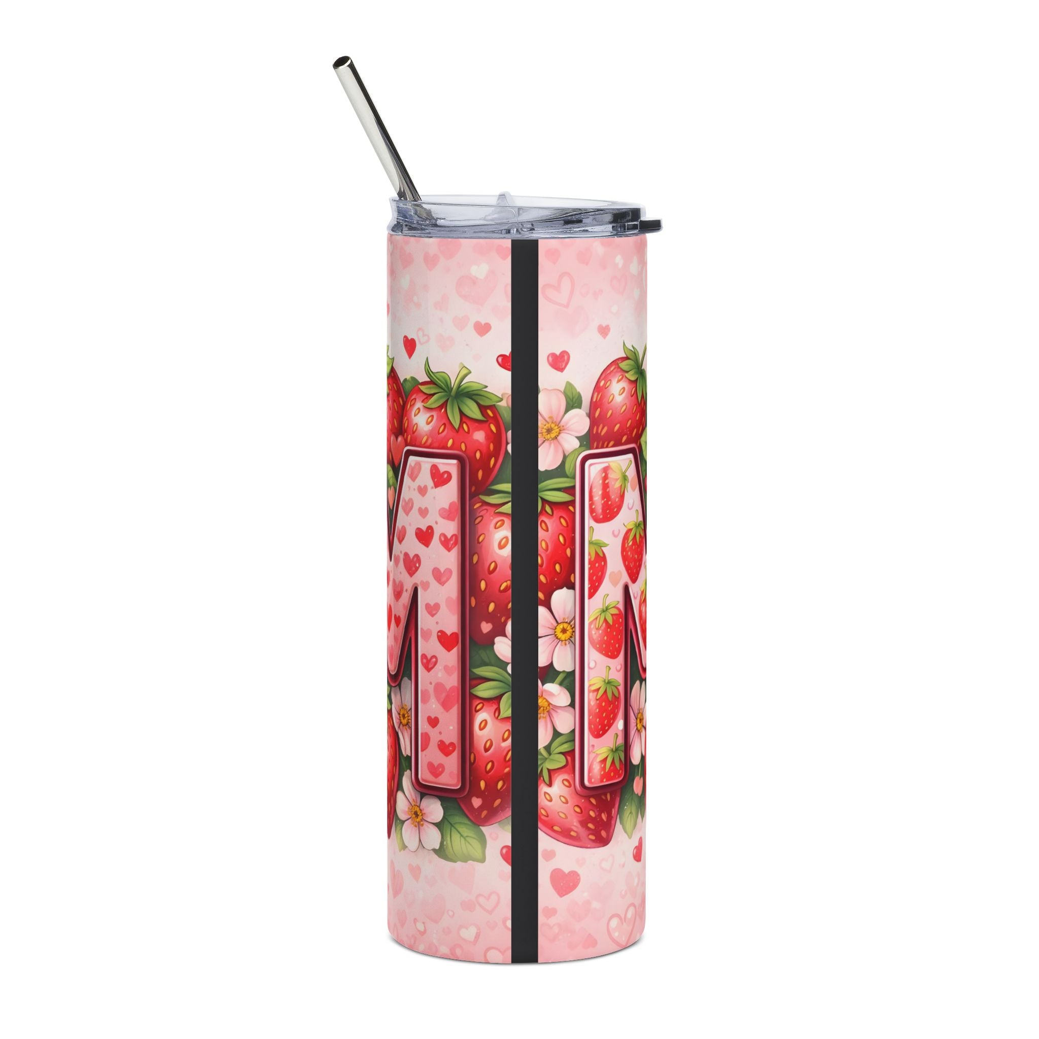 20oz Strawberry Mom Stainless Steel Tumbler – Floral Heart Design