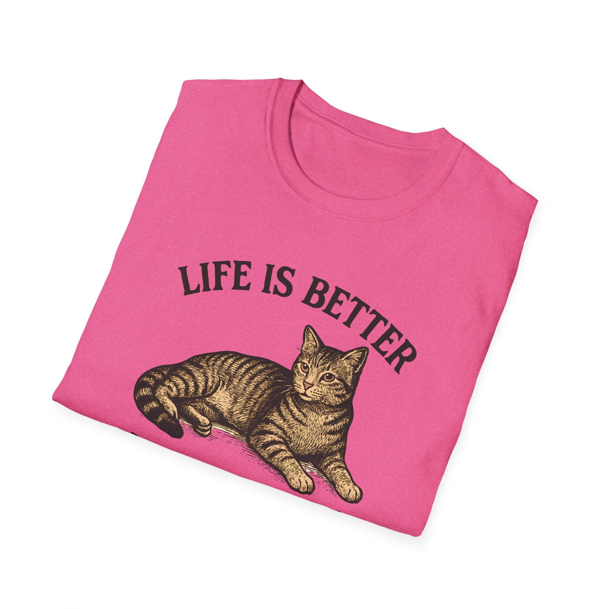 Life Is Better With a Cat T-Shirt — Vintage Tabby Cat Tee for Cat Lovers