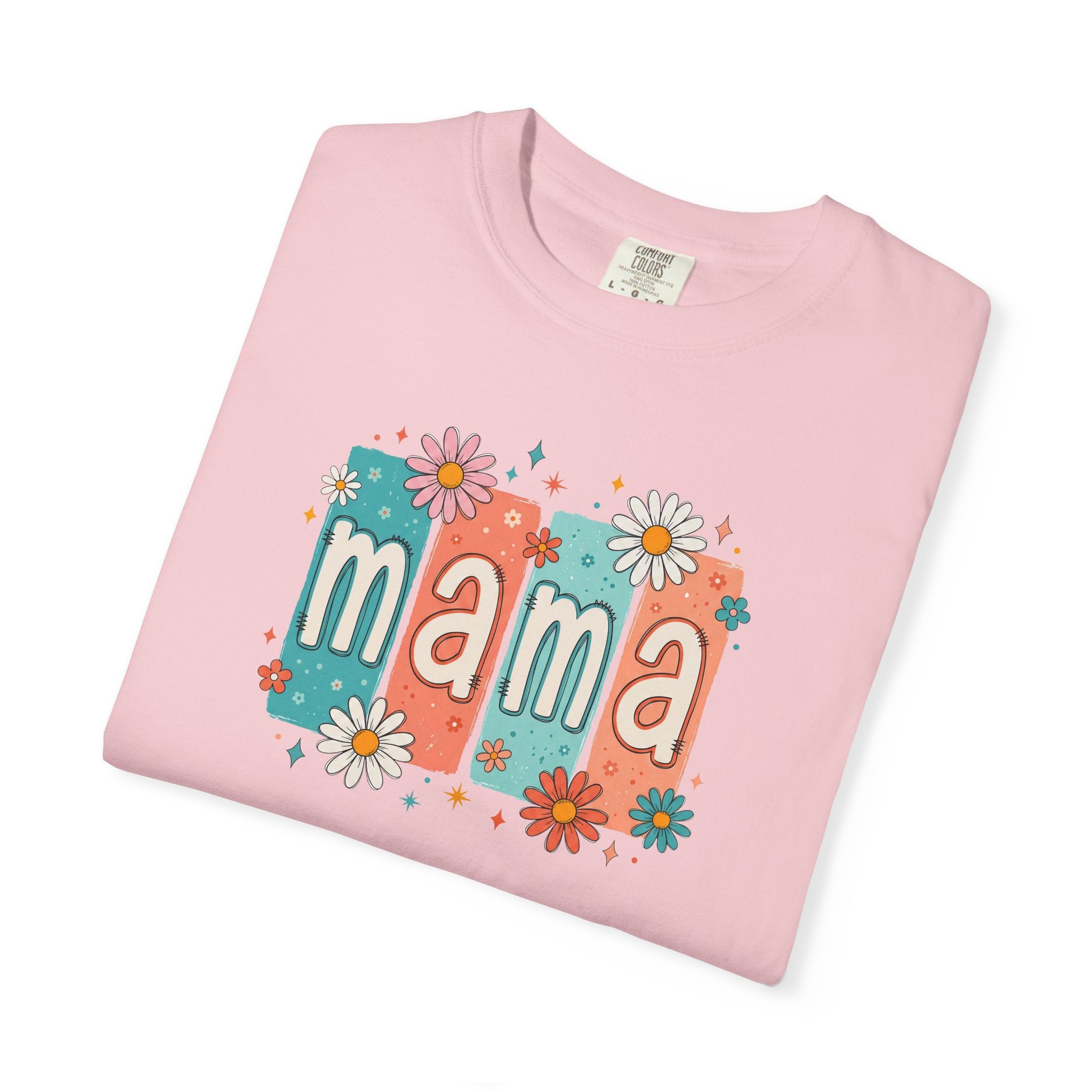 Mama Floral Tee — Retro Block Letter Mother's Day T-Shirt