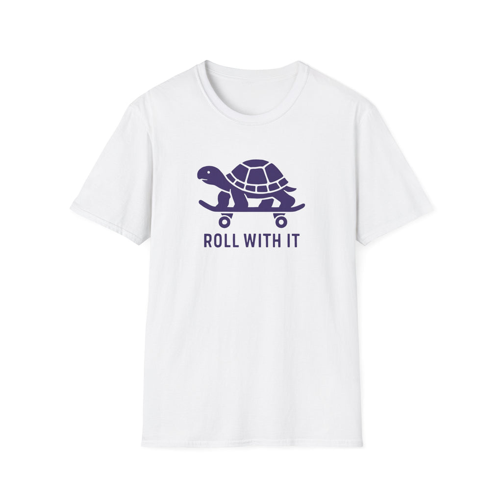 T-Shirt — "Roll With It" Turtle Skateboard Graphic Tee