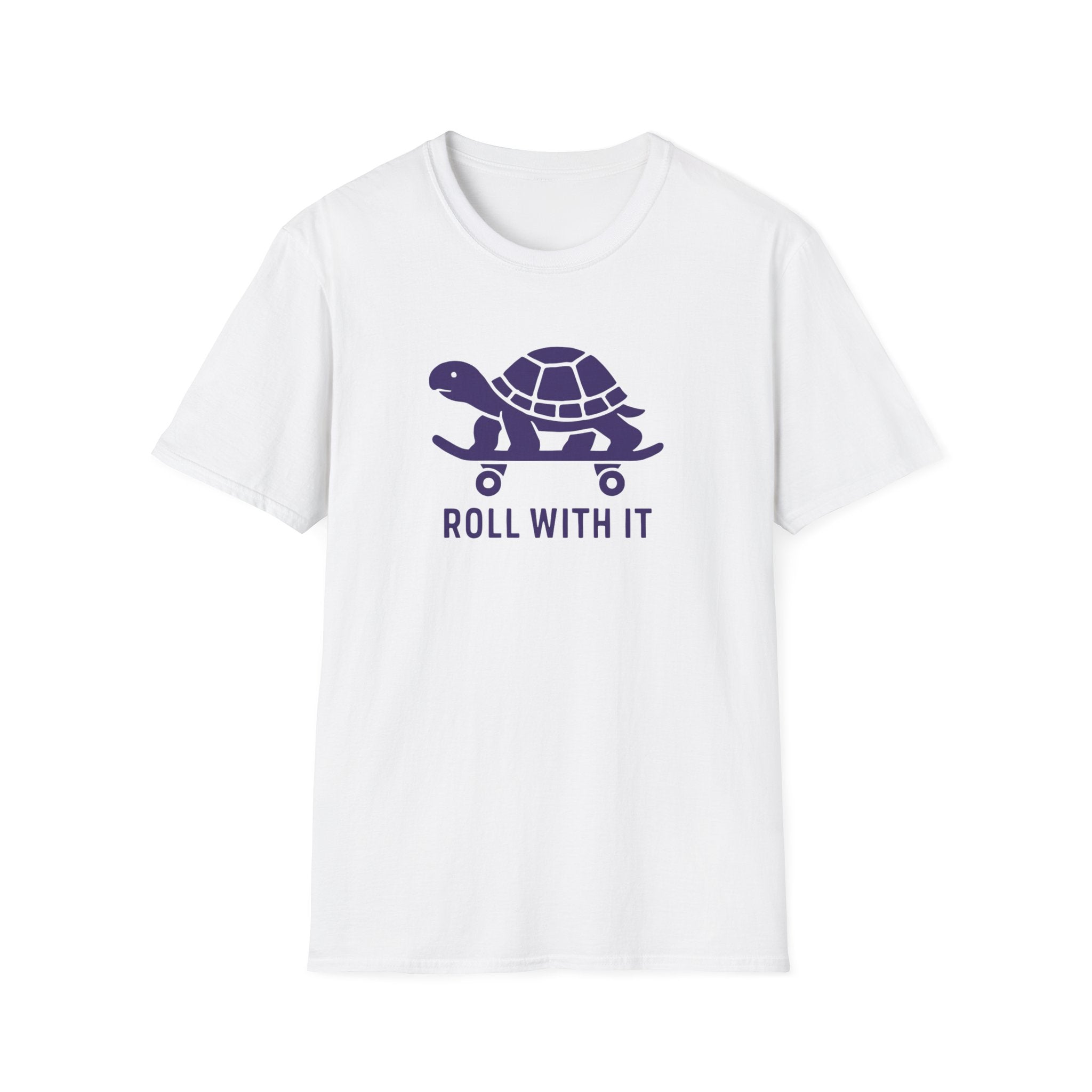 T-Shirt — "Roll With It" Turtle Skateboard Graphic Tee