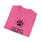 Dog Lover T-Shirt — “The Best Things in Life Are Furry” Paw Heart Tee
