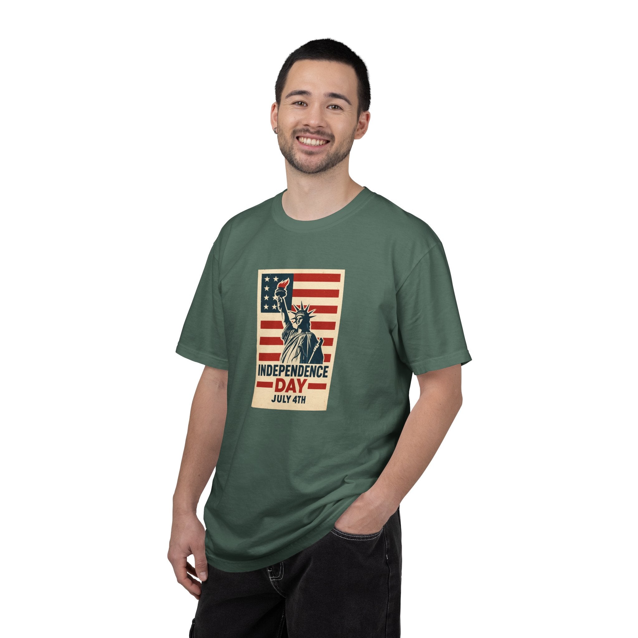 Independence Day T-Shirt – Statue of Liberty American Flag July 4th Graphic Tee