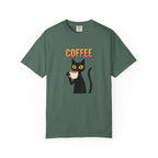Coffee Cat T-Shirt — Cute Black Cat Holding Coffee Graphic Tee