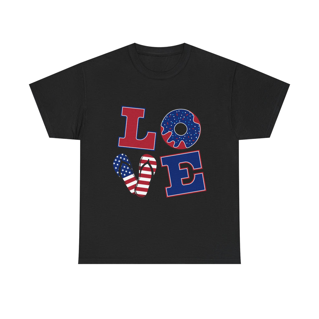 Patriotic LOVE Tee - USA Flag Donut Graphic