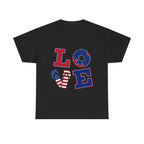 Patriotic LOVE Tee - USA Flag Donut Graphic