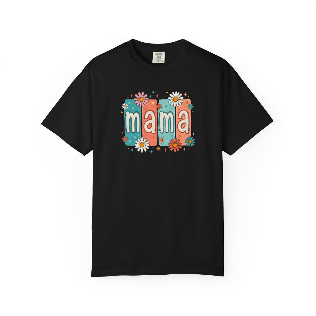 Mama Floral Tee — Retro Block Letter Mother's Day T-Shirt