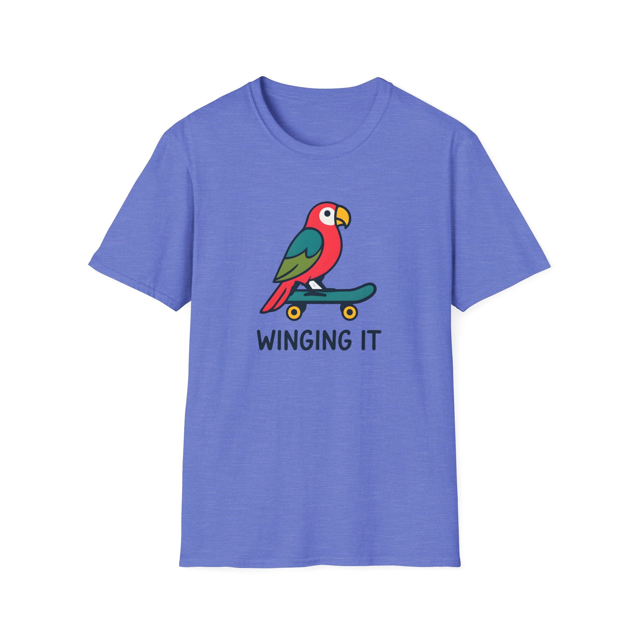 Winging It Parrot T-Shirt — Cute Skateboard Bird Graphic Tee