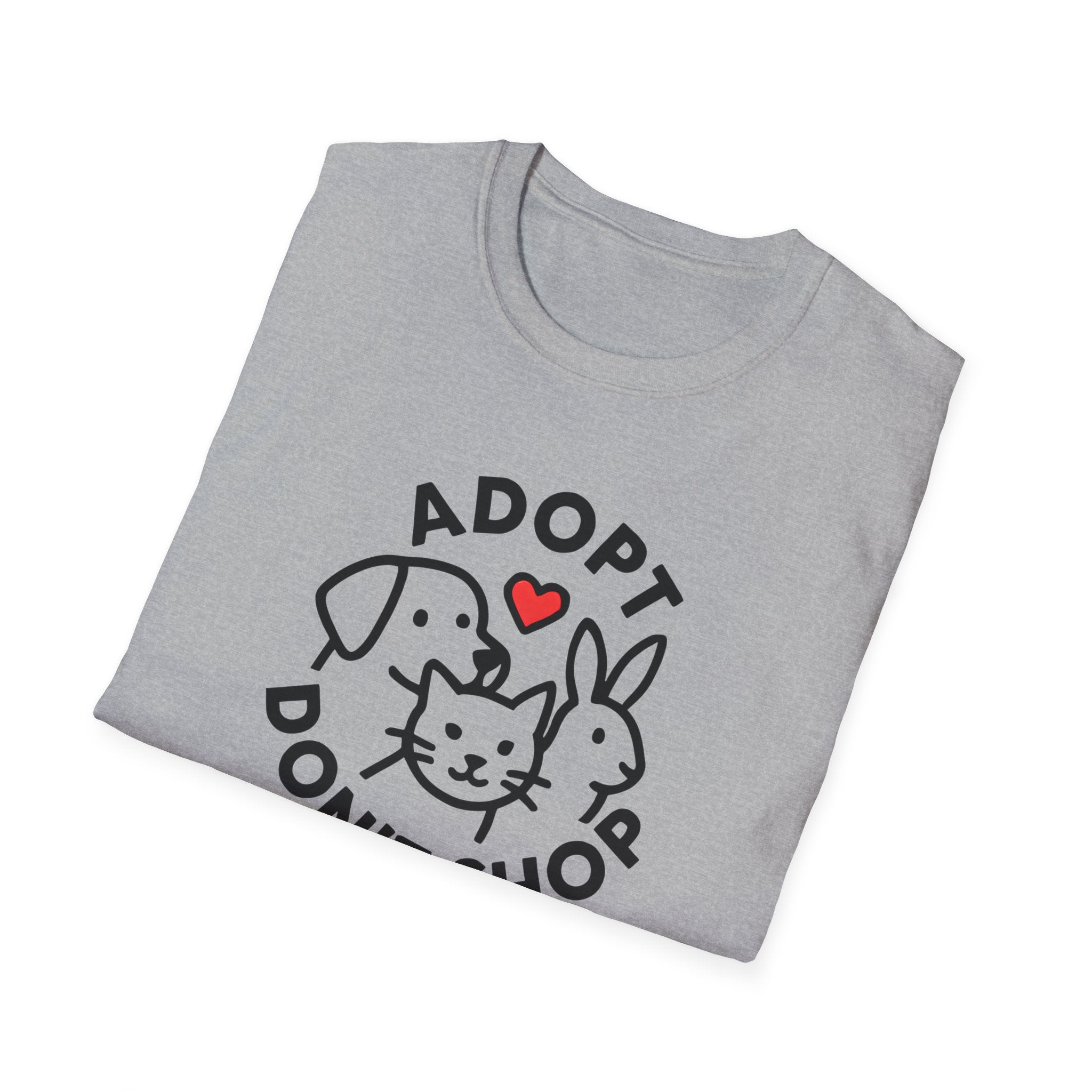 Adopt Don’t Shop T-Shirt — Cute Rescue Pet Love Tee (Cat, Dog & Bunny)