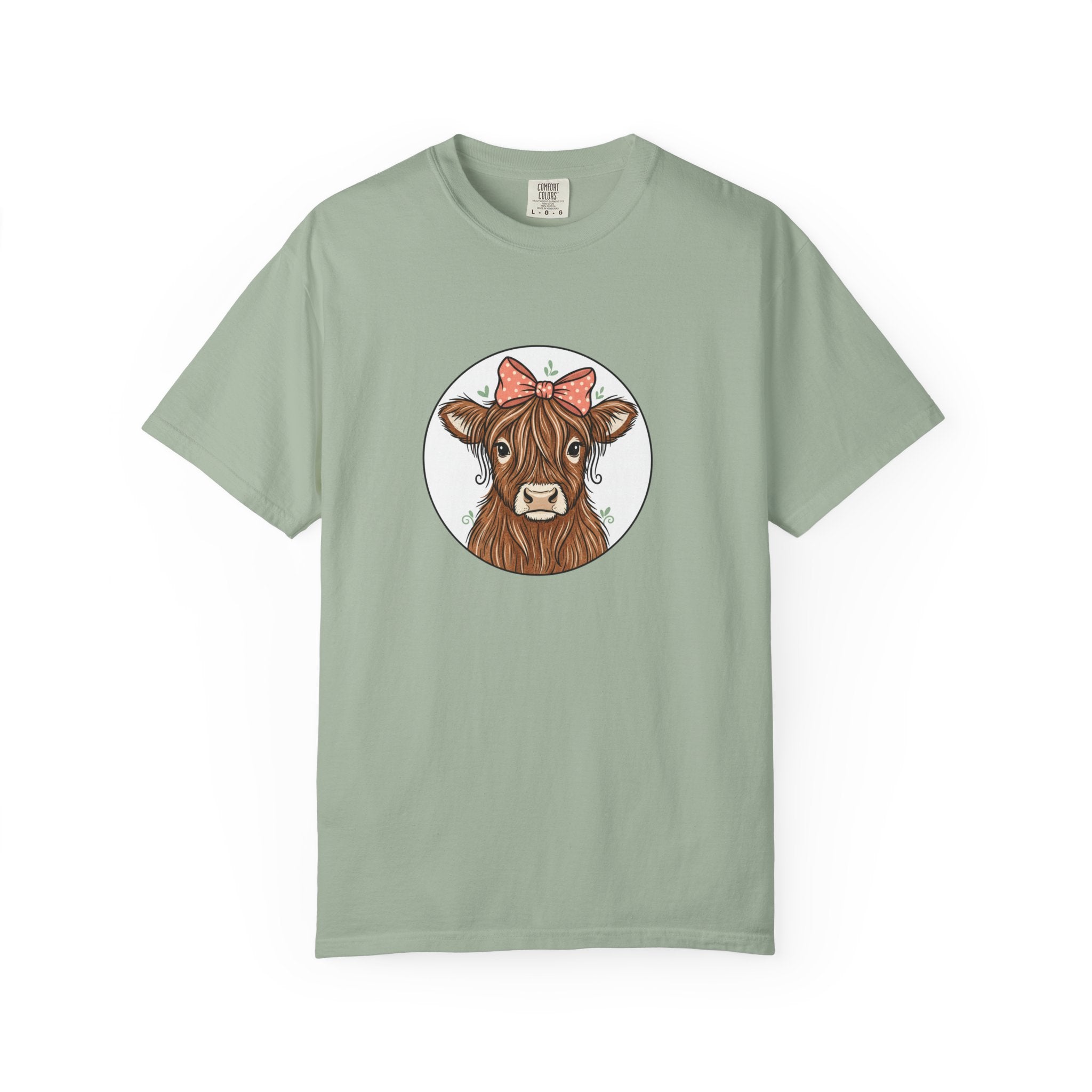 Highland Cow Tee — Cute Cow with Pink Bow Graphic T-Shirt