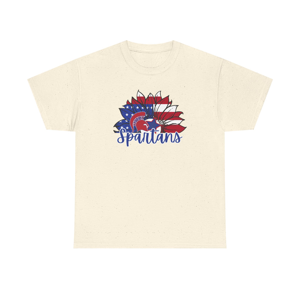 Bixby Spartans Patriotic American Flower T-Shirt