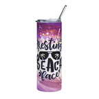 20oz Stainless Tumbler — 'Resting Beach Face' Purple Sunset Design