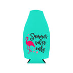 "Summer Vibes Only" Flamingo Zip-Up Can Koozie