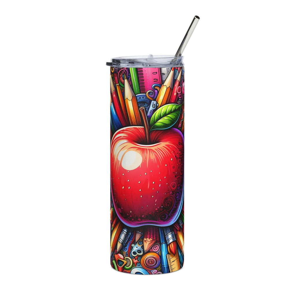 Colorful Apple & School Supplies for Teachers 20oz Stainless Steel Tumbler