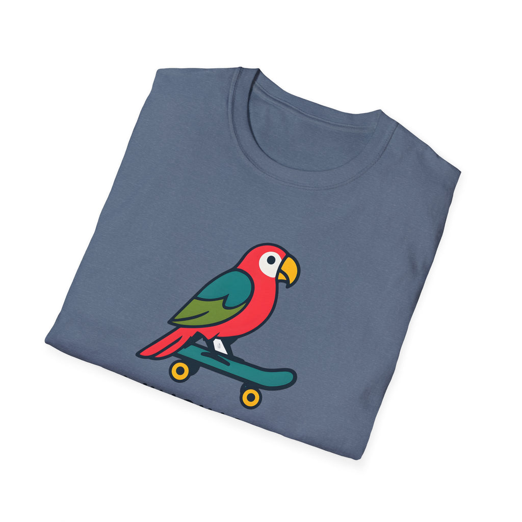 Winging It Parrot T-Shirt — Cute Skateboard Bird Graphic Tee
