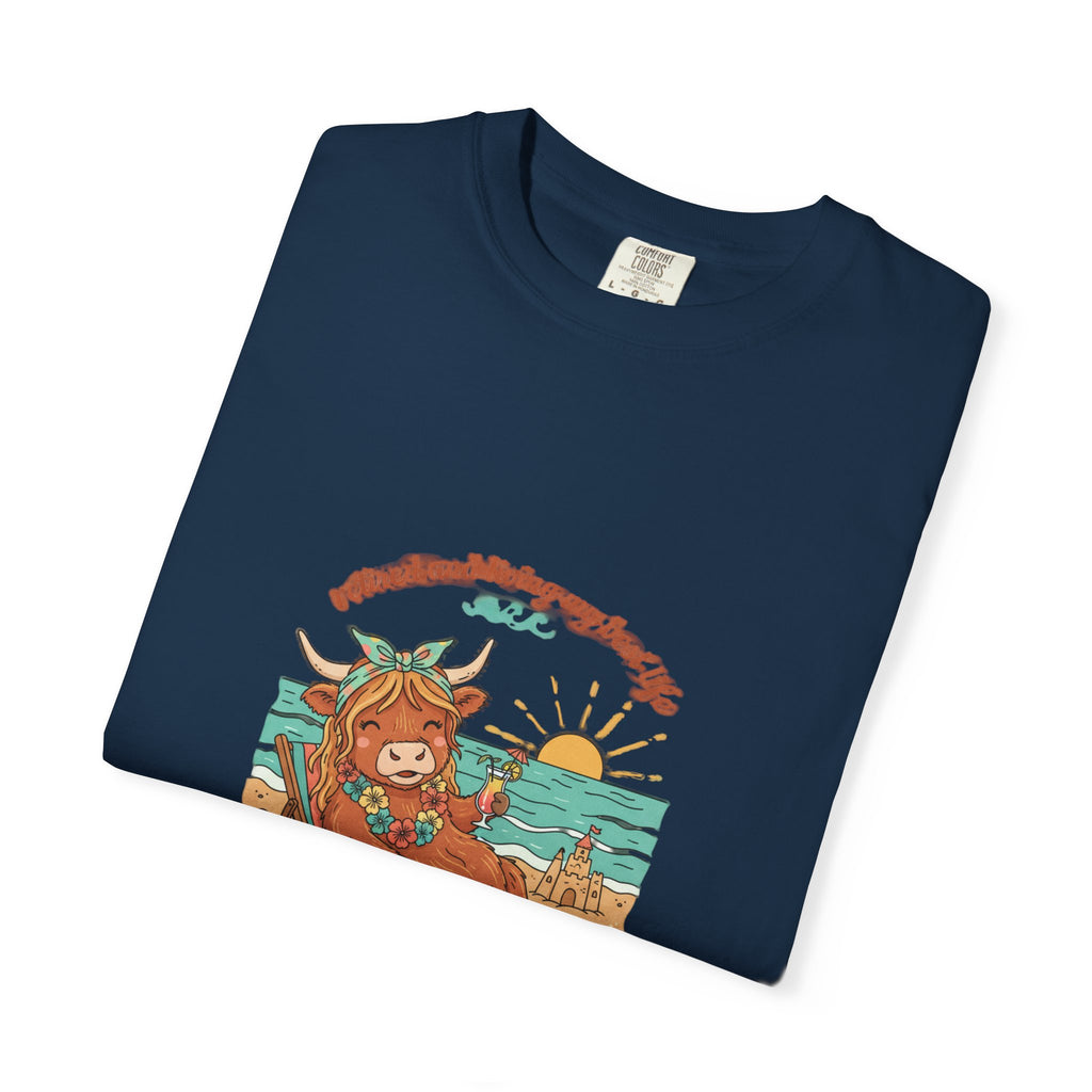 Retired Highland Cow at the Beach T-shirt