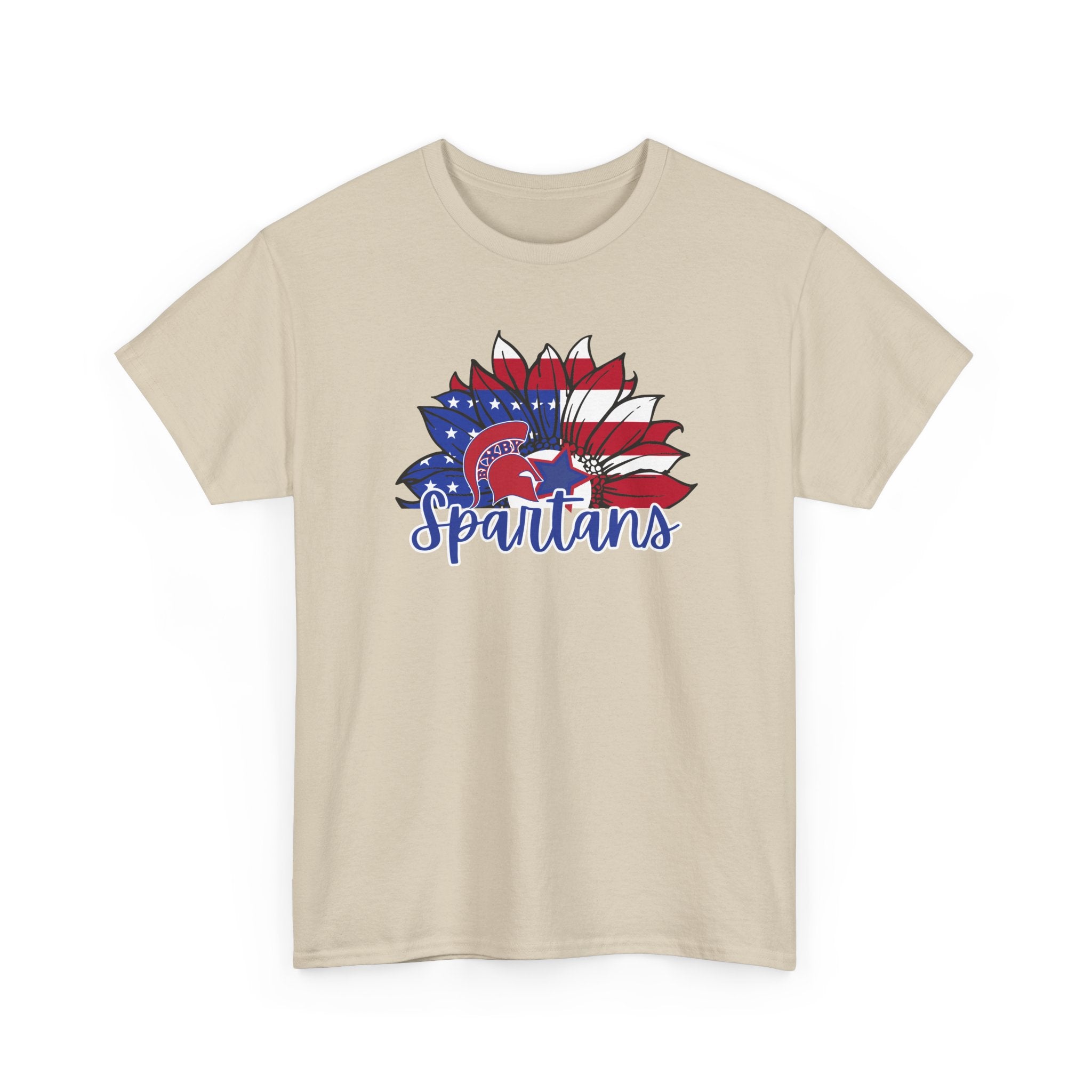 Bixby Spartans Patriotic American Flower T-Shirt
