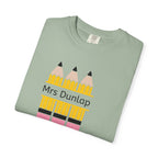 Personalized Teacher T-Shirt – 'Mrs Dunlap' Pencil Design