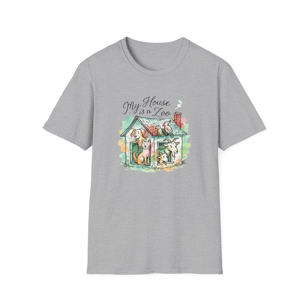 Dog House Watercolor T-Shirt — "My House is a Zoo" Cute Pet Lover Tee