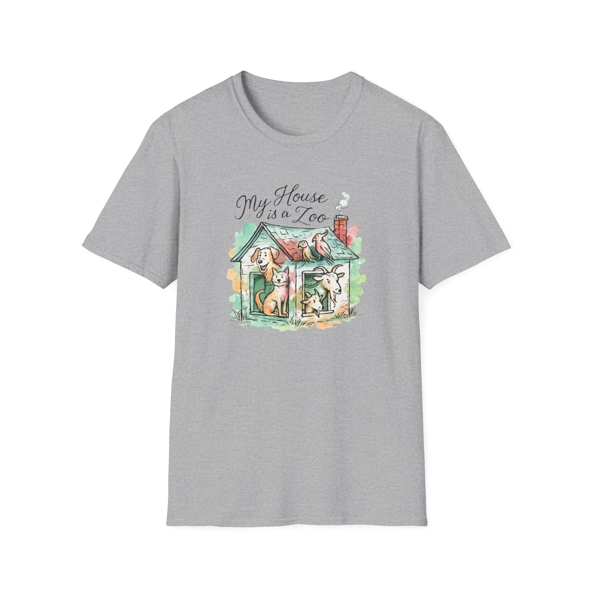 Dog House Watercolor T-Shirt — "My House is a Zoo" Cute Pet Lover Tee