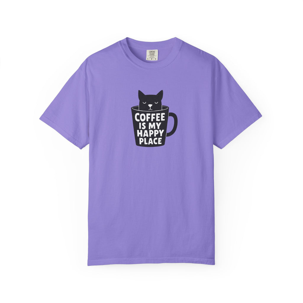 Coffee Is My Happy Place T-Shirt — Cat & Coffee Graphic Tee