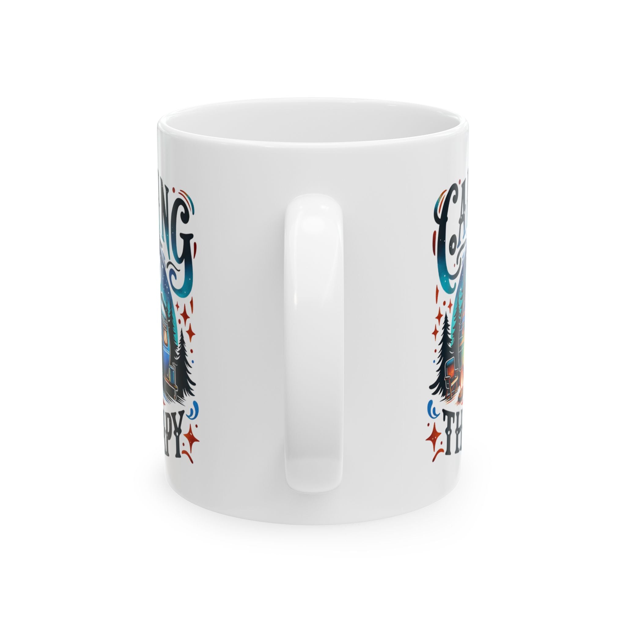 Camping Mug – 'Camp More, Worry Less' Ceramic Coffee Mug (11oz & 15oz)