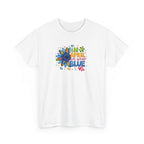 "In April We Wear Blue" Autism Awareness Floral Tee