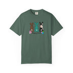 Easter Bunny Trio T-Shirt — "Happy Easter" Pastel Eggs Graphic