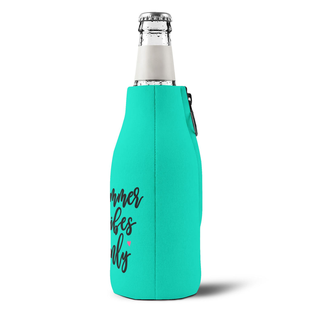 "Summer Vibes Only" Flamingo Zip-Up Can Koozie
