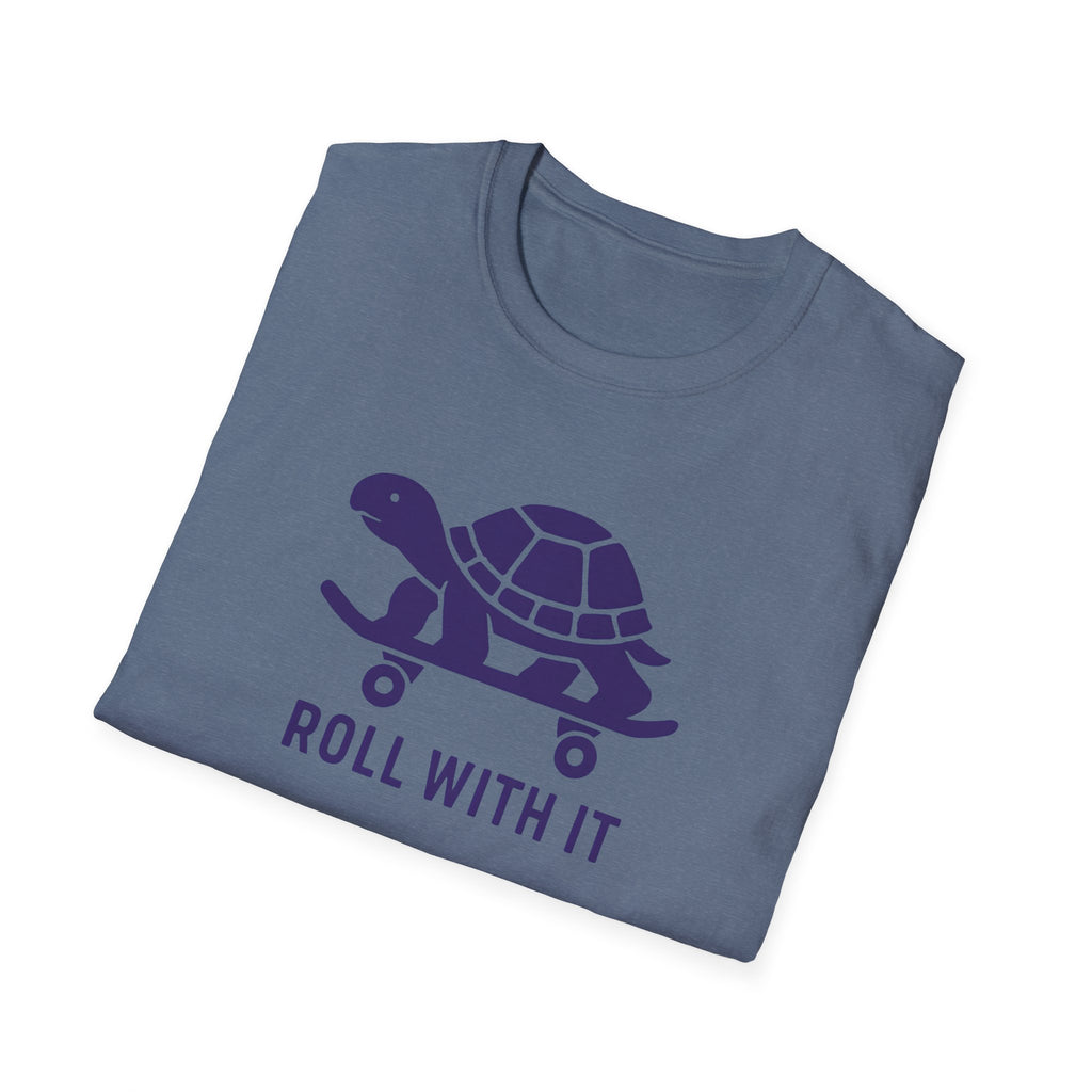 T-Shirt — "Roll With It" Turtle Skateboard Graphic Tee