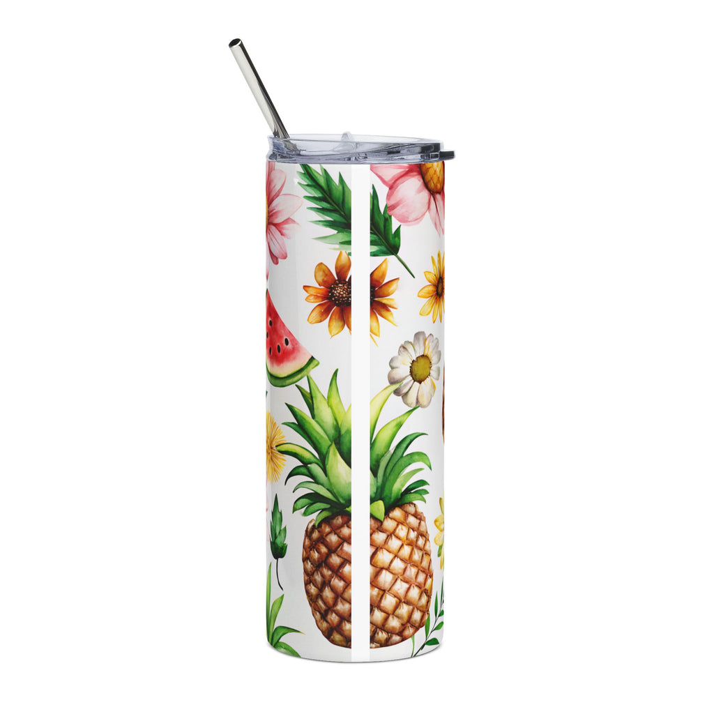 Tropical Pineapple & Watermelon Floral 20oz Stainless Steel Tumbler