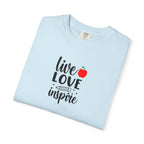 Live Love Inspire T-Shirt — Teacher Appreciation Apple Graphic Tee