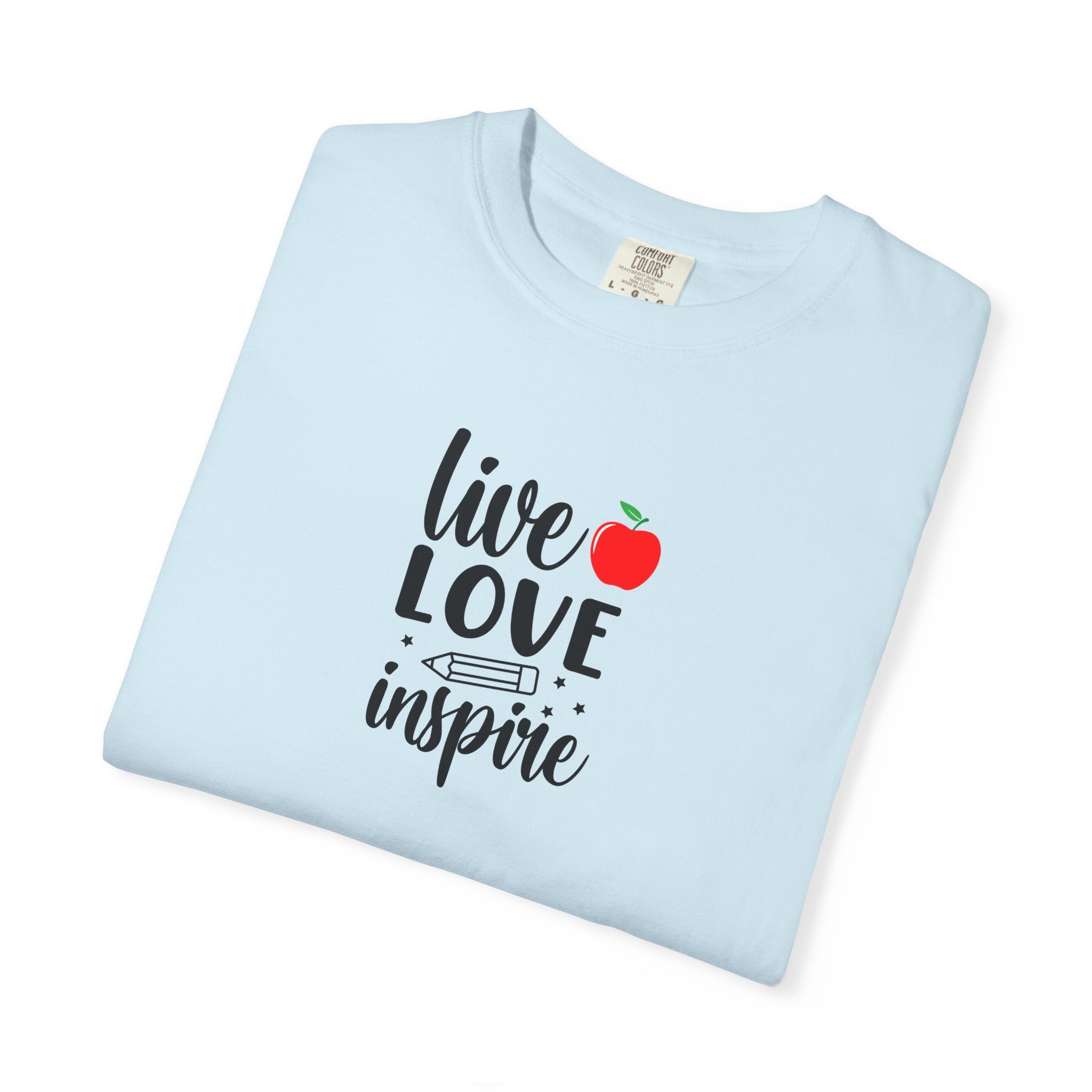 Live Love Inspire T-Shirt — Teacher Appreciation Apple Graphic Tee