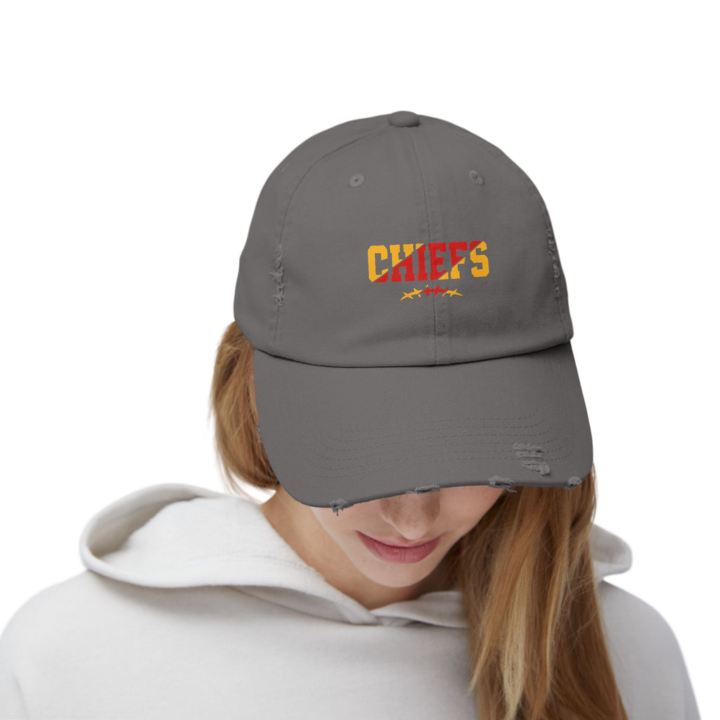 Distressed Chiefs Baseball Cap — Vintage Football Fan Hat