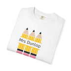Personalized Teacher T-Shirt – 'Mrs Dunlap' Pencil Design