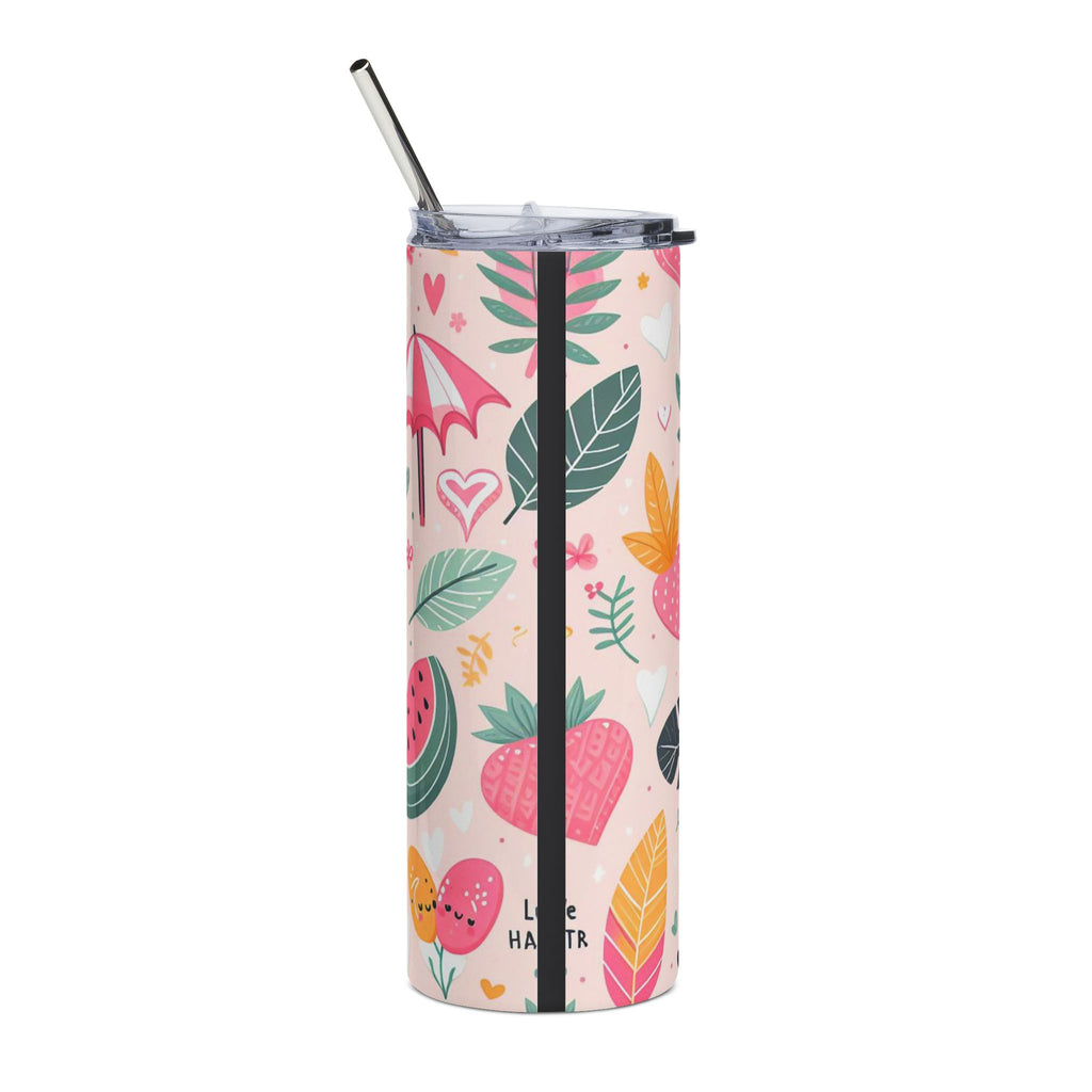 20oz Stainless Tumbler – Cute Summer Strawberries & Sun Insulated Travel Cup