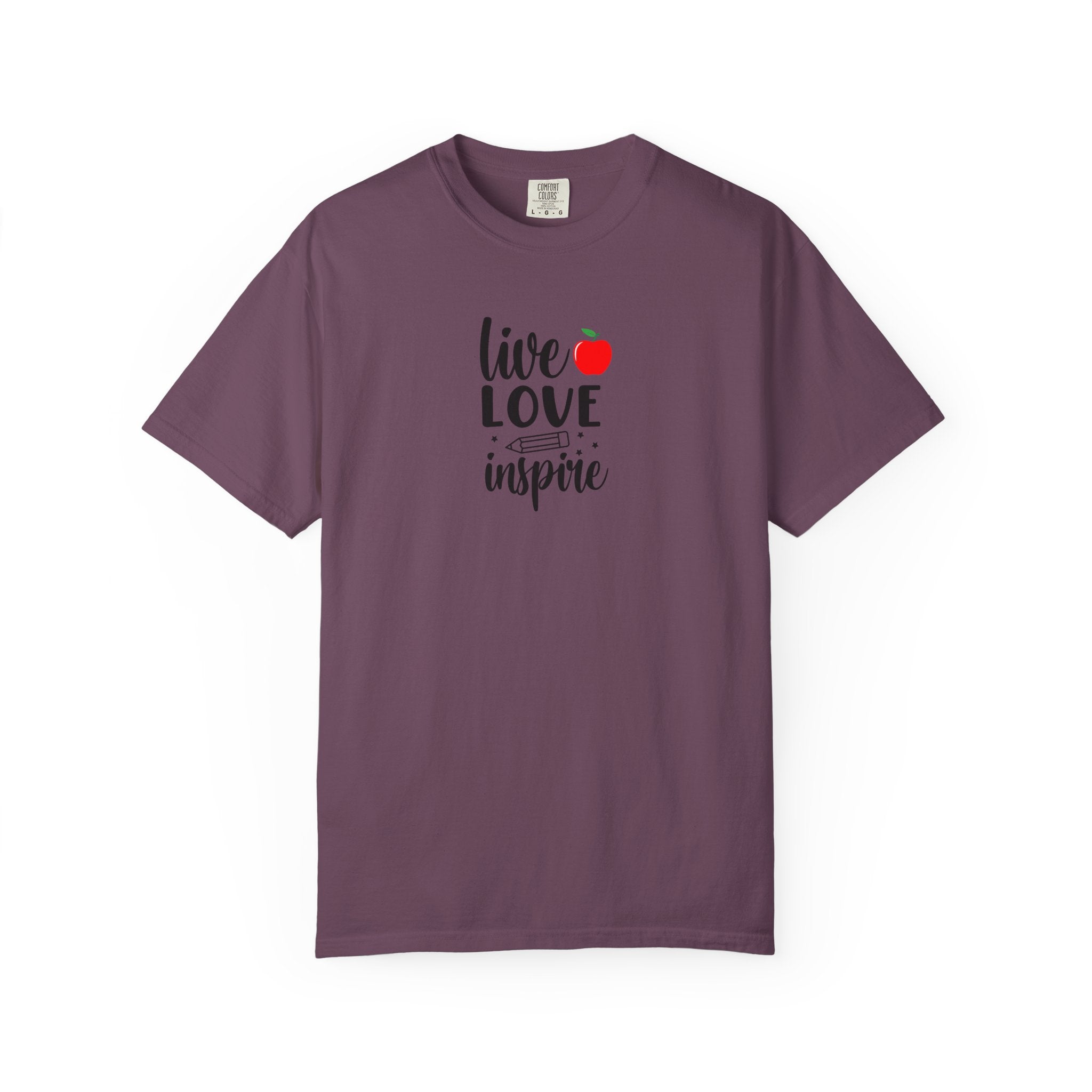Live Love Inspire T-Shirt — Teacher Appreciation Apple Graphic Tee