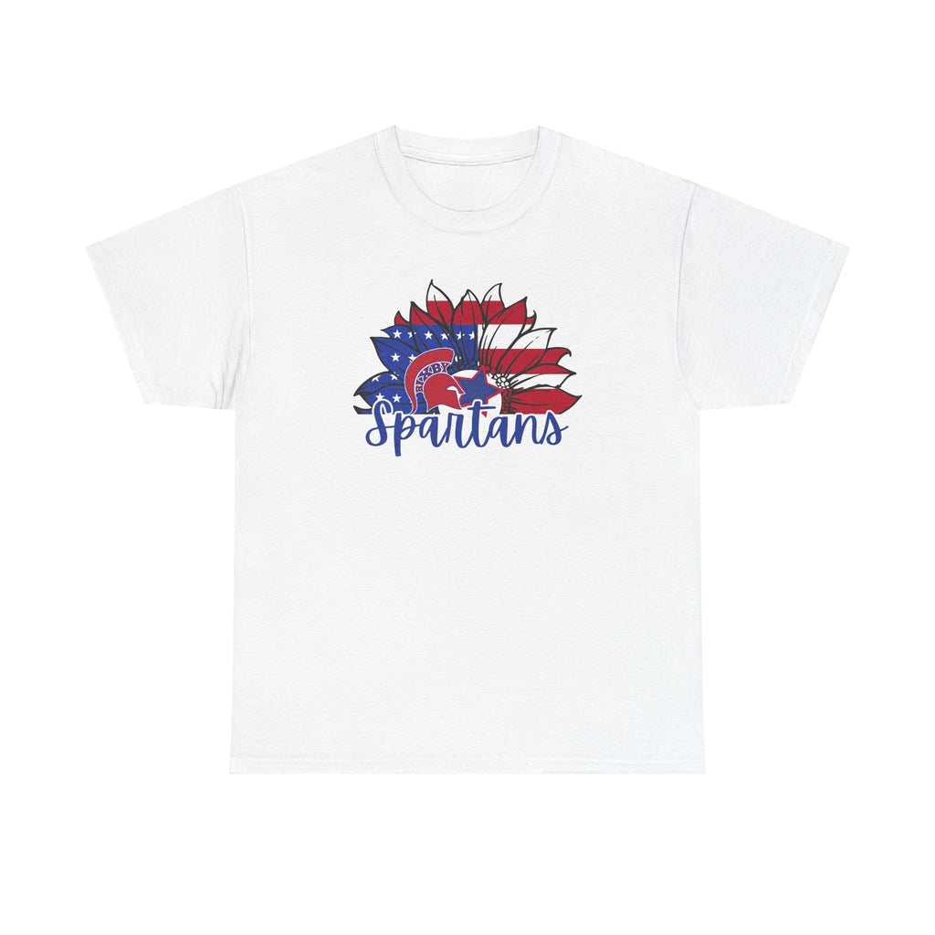 Bixby Spartans Patriotic American Flower T-Shirt